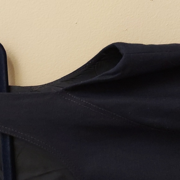 TAHARI ASL Classic Navy Blue Linen Blend Sleeveless Fully Lined Dress - Picture 4 of 10